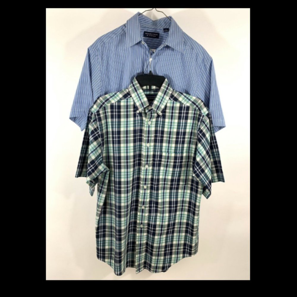 2 Roundtree Yorke Plaid Short Sleeve Button Shirt
